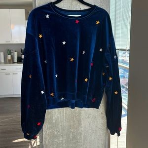 Nordstrom velvet long sleeve with embroidered stars lightly worn size L